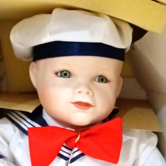 New In Box Edwin M. Knowles China Company "Matthew" Porcelain Doll w/ Documents - Picture 6 of 8